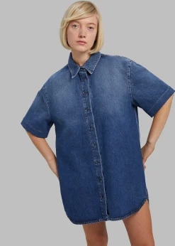 The Frankie Shop Loulou Studio Sant Shirt Dress Washed Blue Best