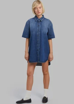 The Frankie Shop Loulou Studio Sant Shirt Dress Washed Blue Best