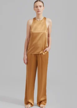 The Frankie Shop Loulou Studio Soma Silk Pants Camel Best