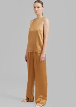 The Frankie Shop Loulou Studio Soma Silk Pants Camel Best