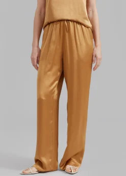 The Frankie Shop Loulou Studio Soma Silk Pants Camel Best