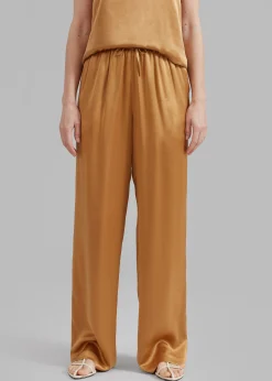 The Frankie Shop Loulou Studio Soma Silk Pants Camel Best