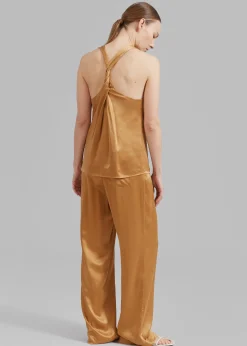 The Frankie Shop Loulou Studio Soma Silk Pants Camel Best