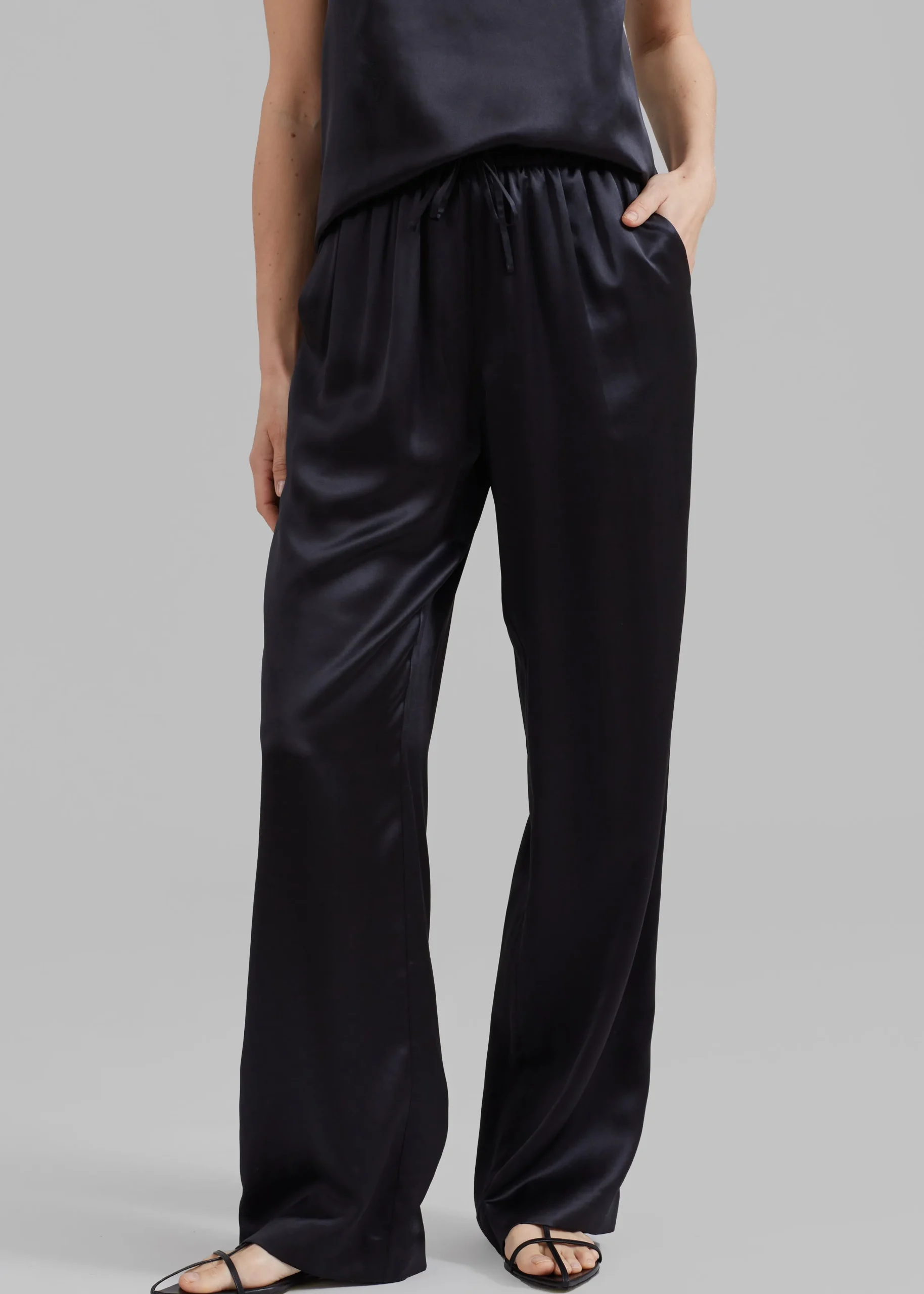 The Frankie Shop Loulou Studio Soma Silk Pants Black
