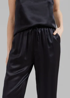 The Frankie Shop Loulou Studio Soma Silk Pants Black
