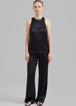 The Frankie Shop Loulou Studio Soma Silk Pants Black