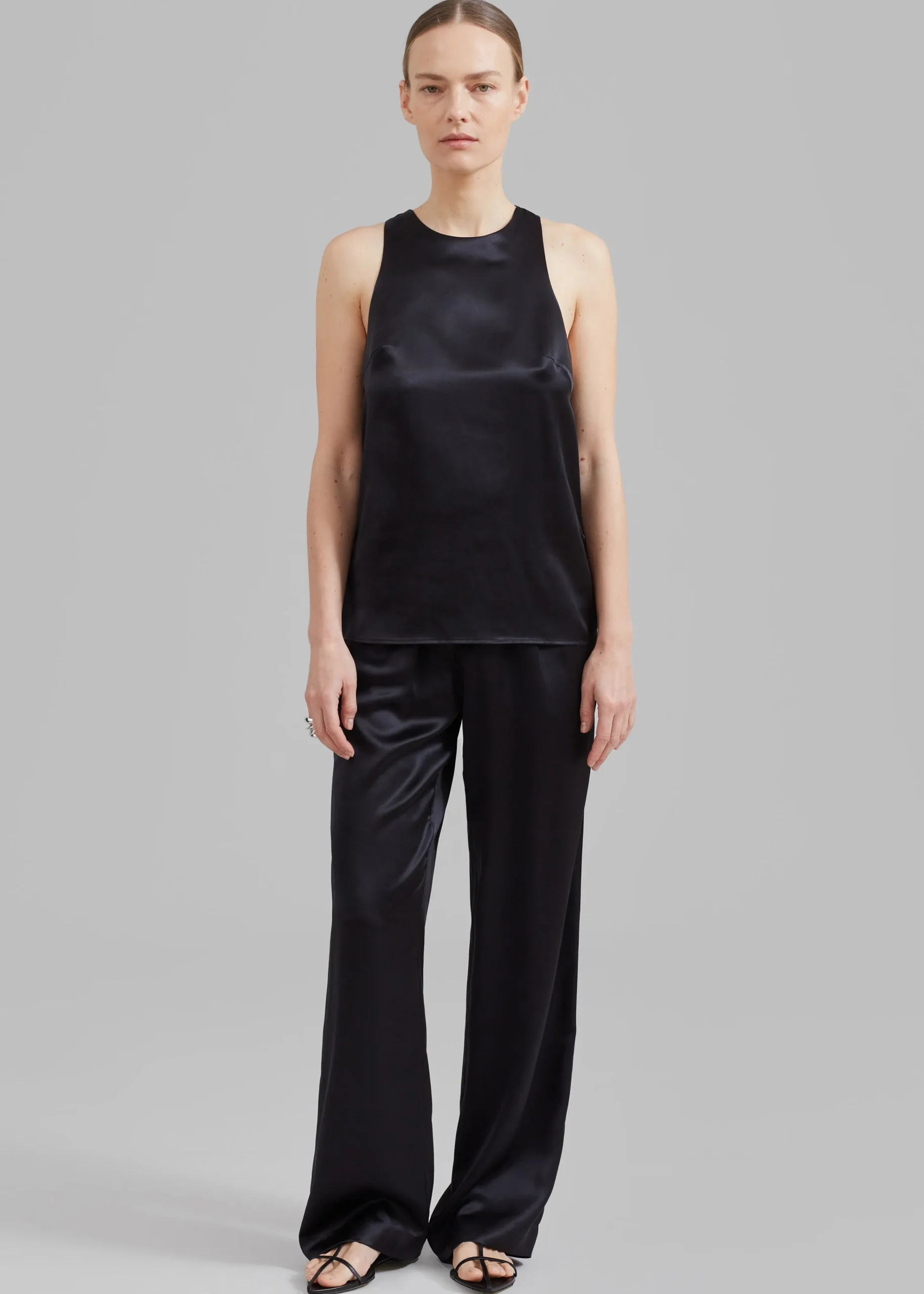 The Frankie Shop Loulou Studio Soma Silk Pants Black