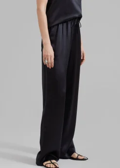 The Frankie Shop Loulou Studio Soma Silk Pants Black