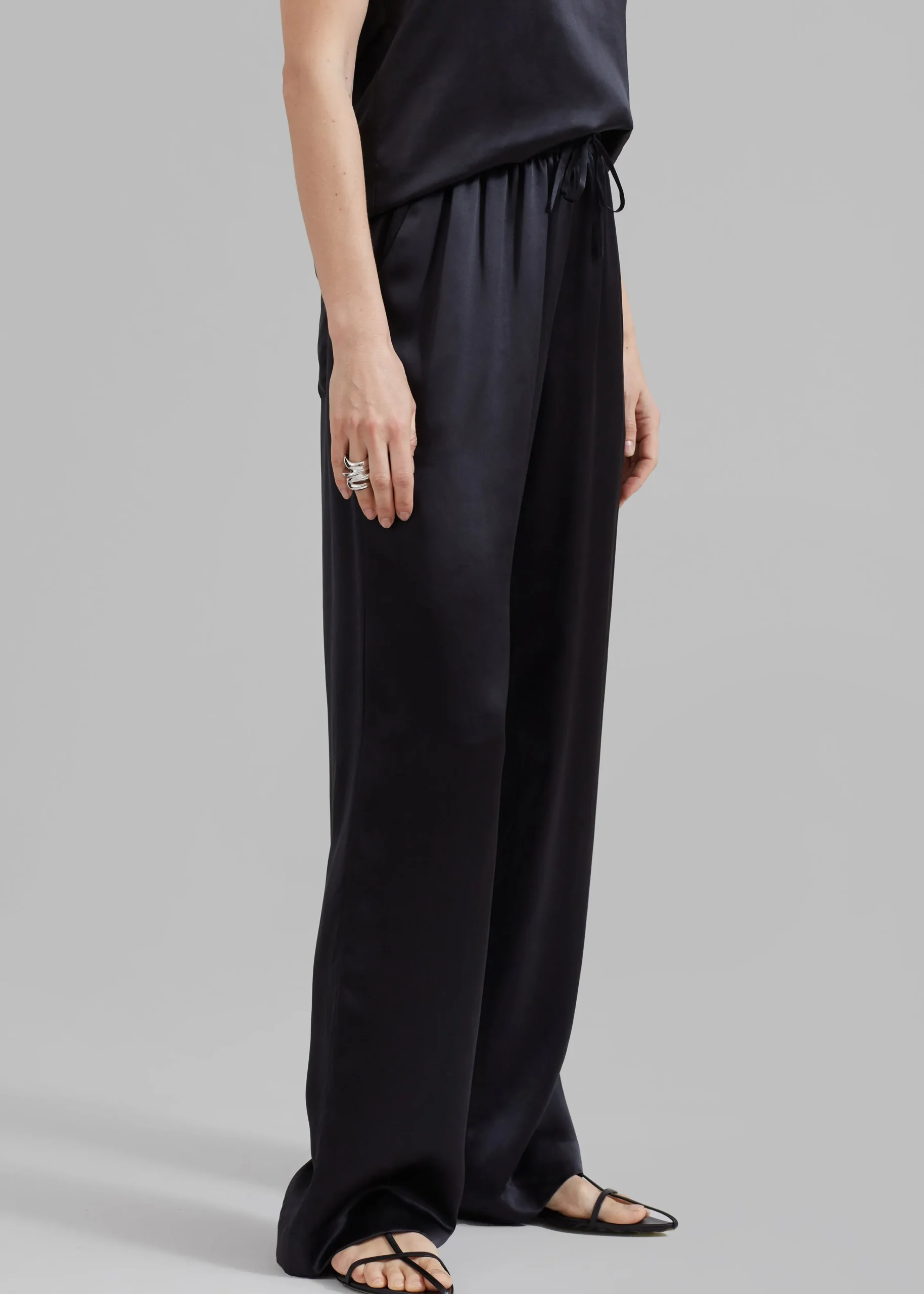 The Frankie Shop Loulou Studio Soma Silk Pants Black