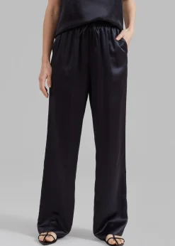 The Frankie Shop Loulou Studio Soma Silk Pants Black