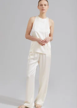 The Frankie Shop Loulou Studio Soma Silk Pants Ivory Online