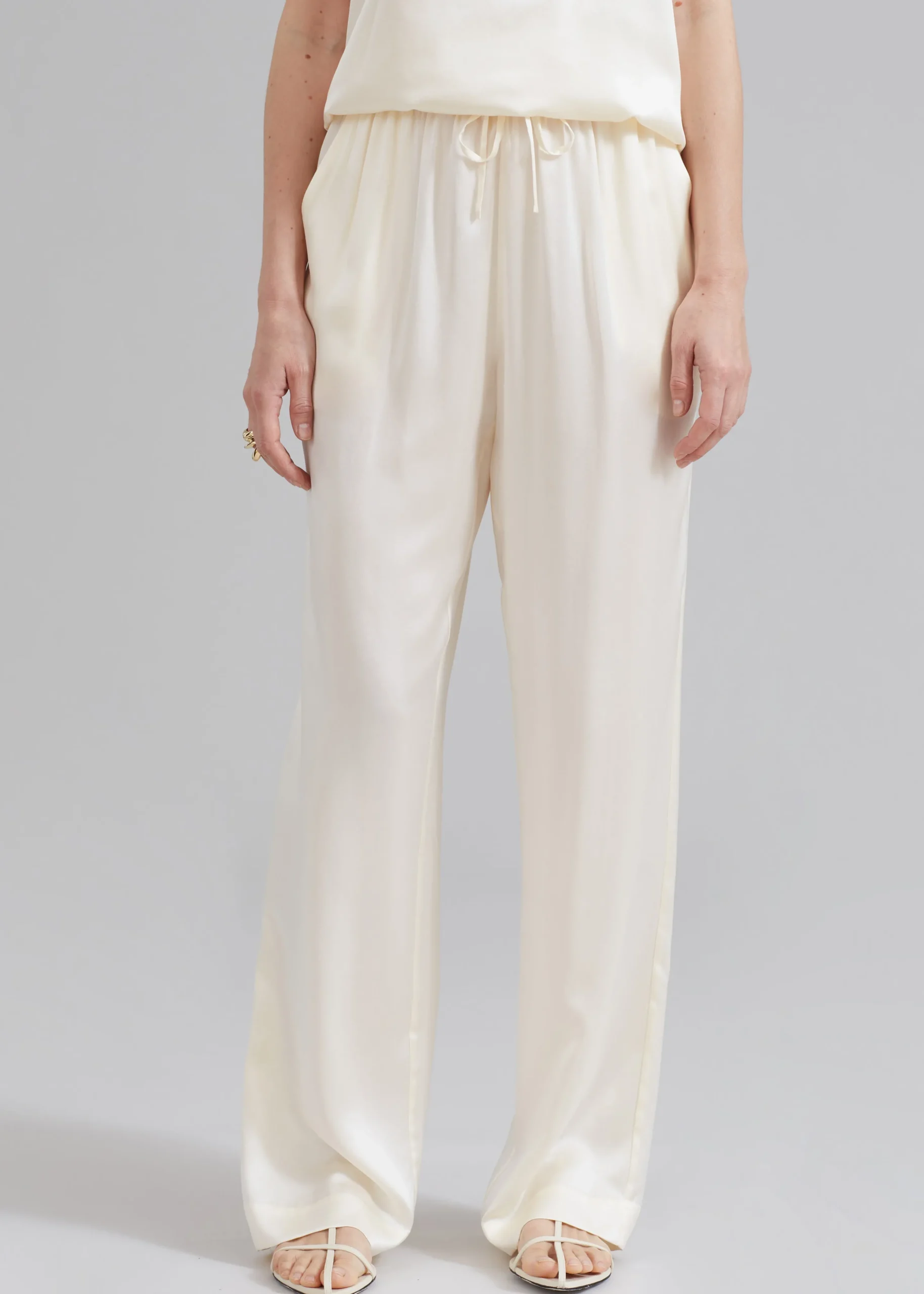 The Frankie Shop Loulou Studio Soma Silk Pants Ivory Online