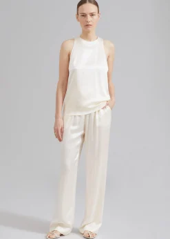 The Frankie Shop Loulou Studio Soma Silk Pants Ivory Online