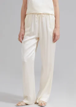 The Frankie Shop Loulou Studio Soma Silk Pants Ivory Online