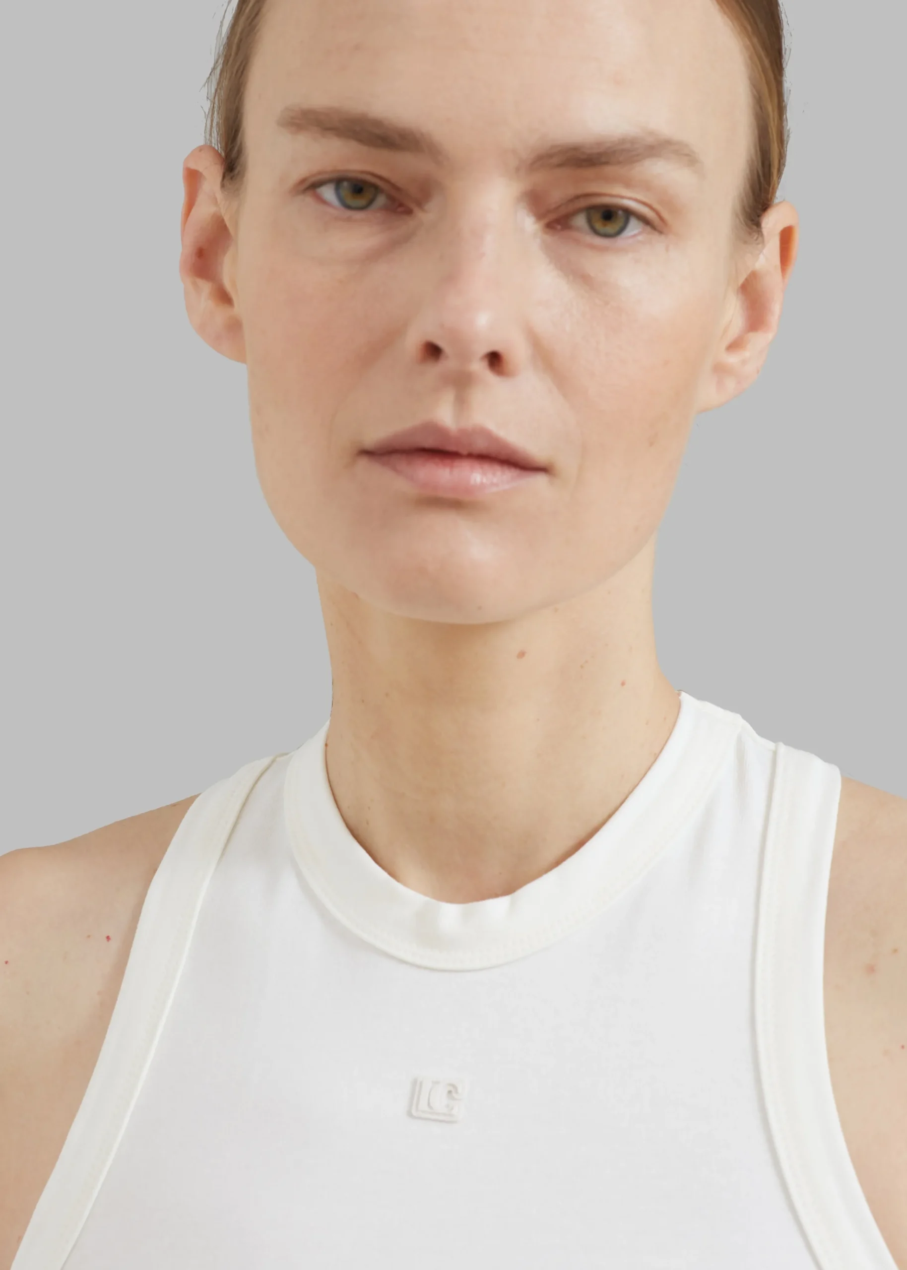 The Frankie Shop Low Classic Jersey Sleeveless Top Ivory