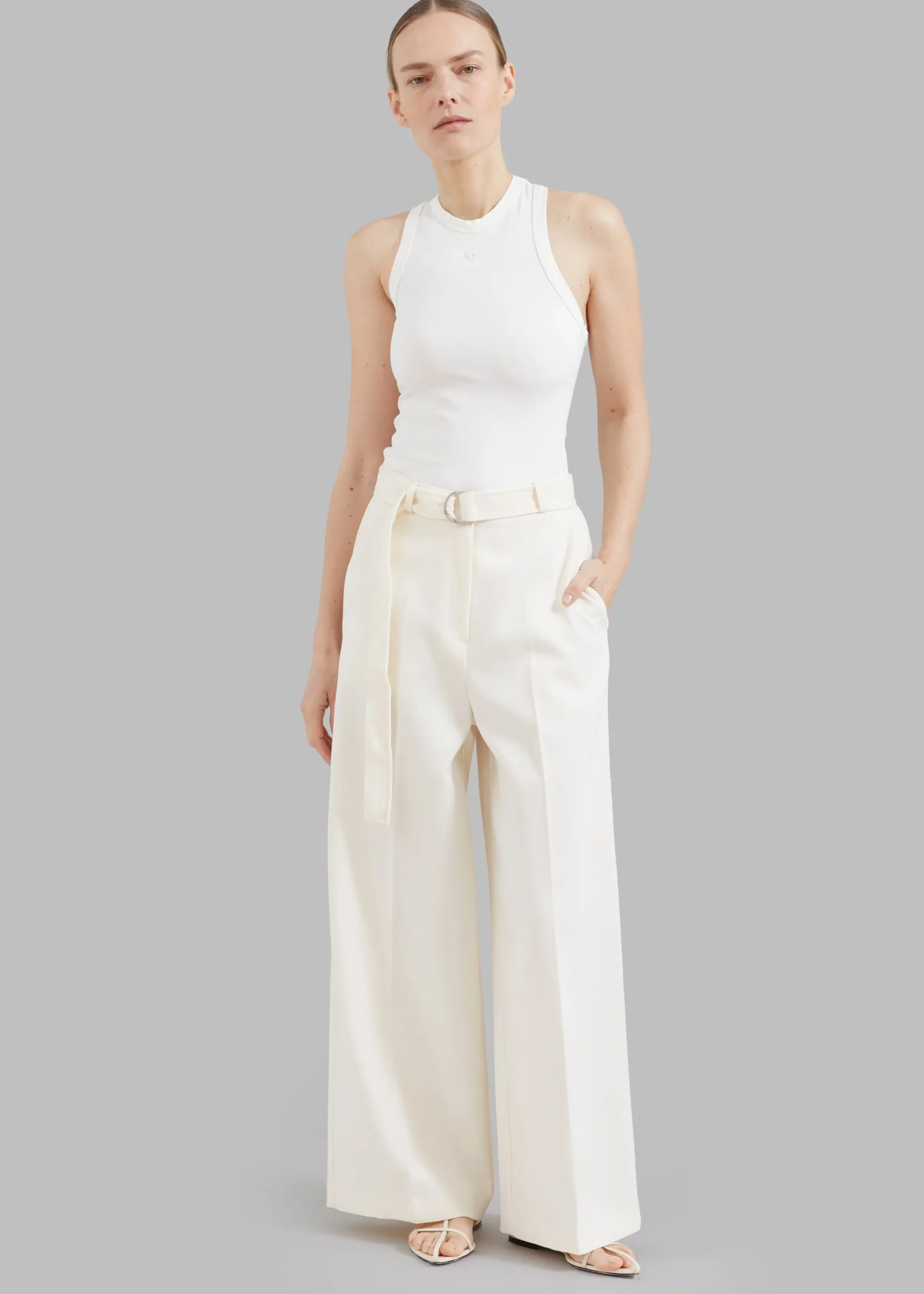 The Frankie Shop Low Classic Jersey Sleeveless Top Ivory