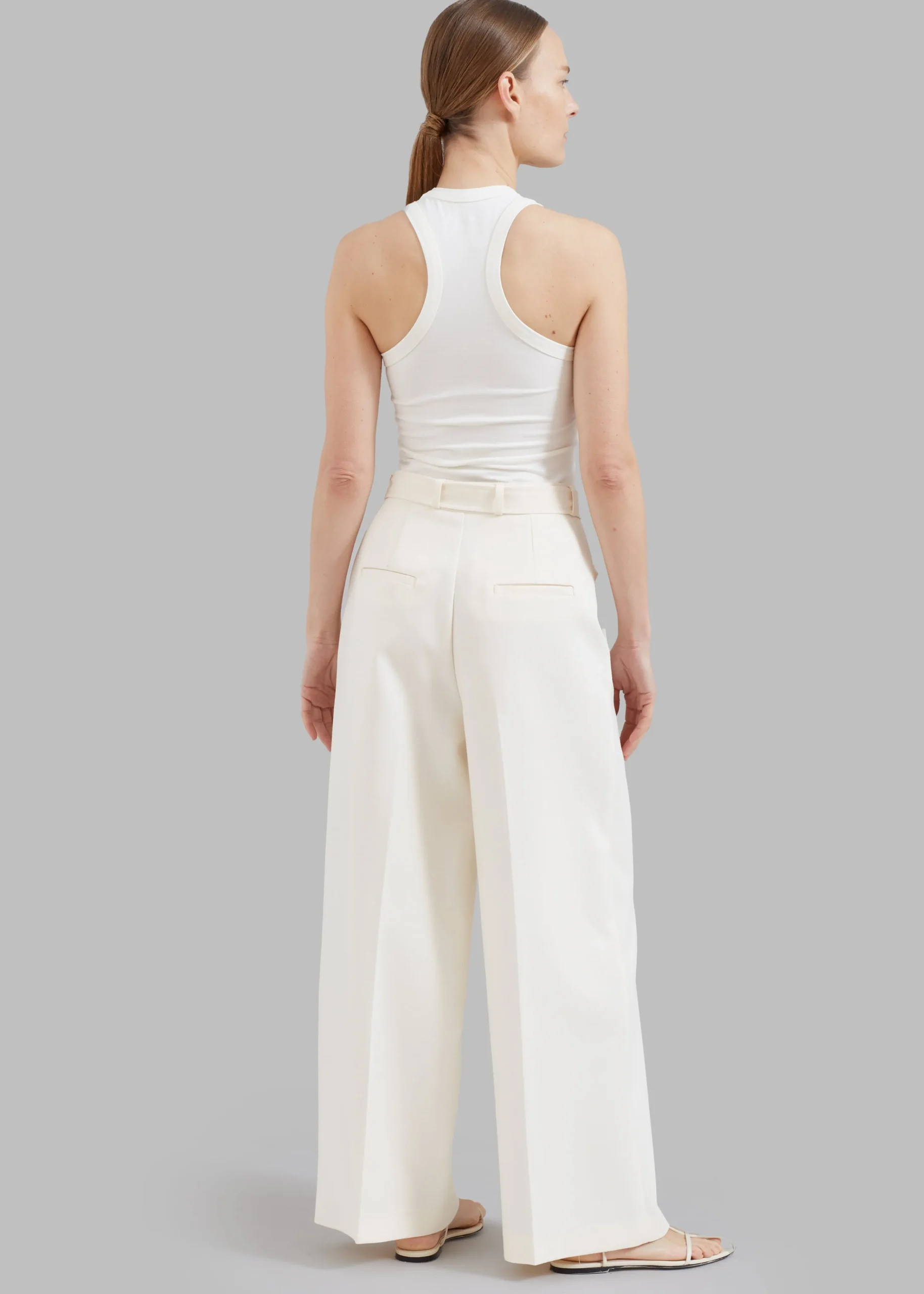 The Frankie Shop Low Classic Jersey Sleeveless Top Ivory