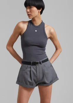 The Frankie Shop Low Classic Jersey Sleeveless Top Charcoal Outlet