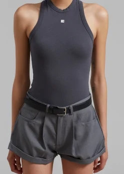The Frankie Shop Low Classic Jersey Sleeveless Top Charcoal Outlet