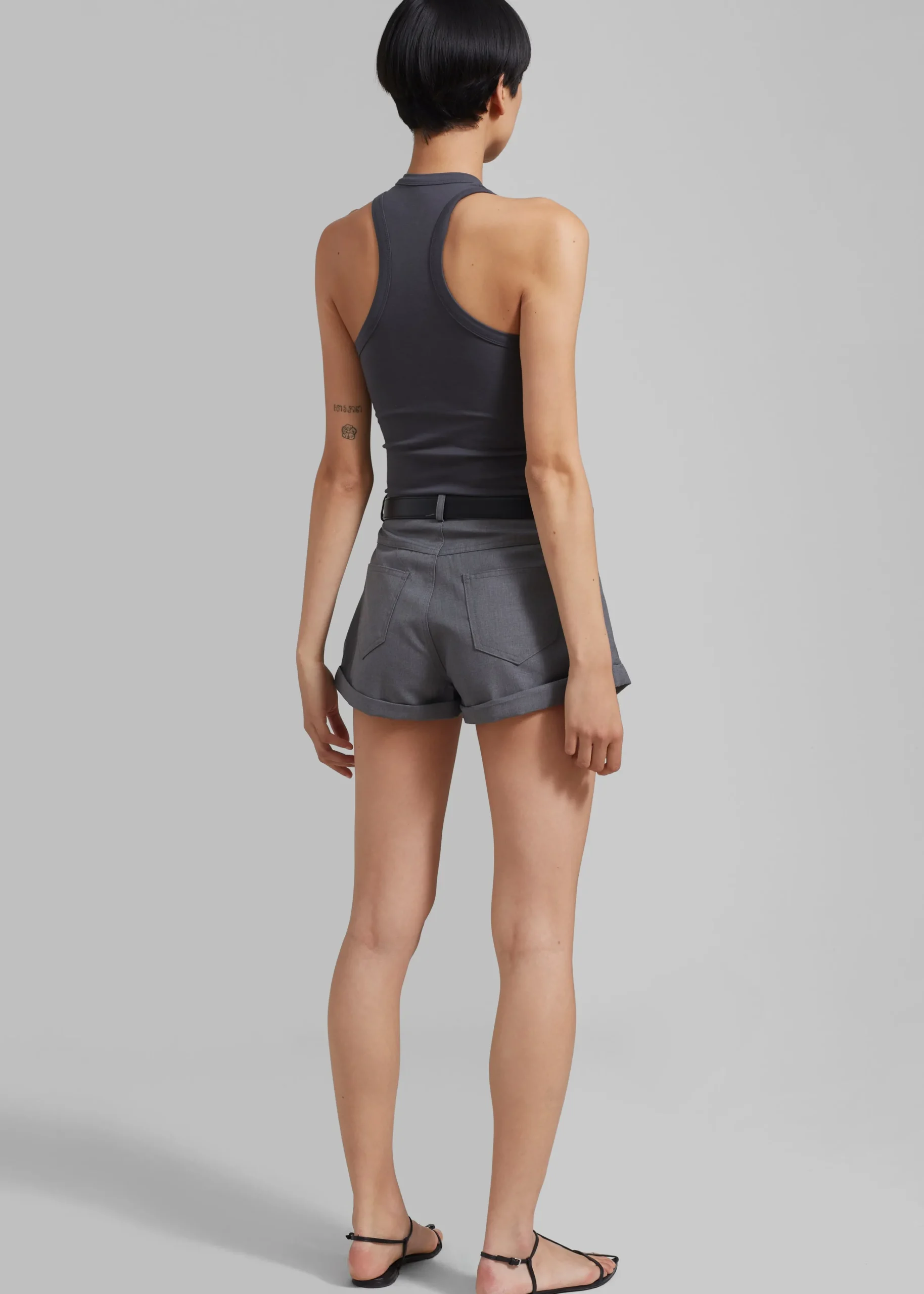 The Frankie Shop Low Classic Jersey Sleeveless Top Charcoal Outlet