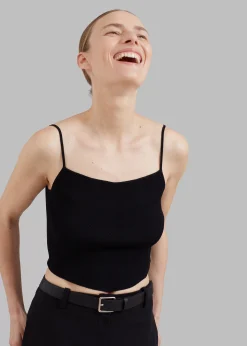 The Frankie Shop Low Classic Knitted Sleeveless Crop Top Black