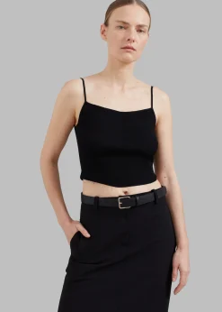 The Frankie Shop Low Classic Knitted Sleeveless Crop Top Black