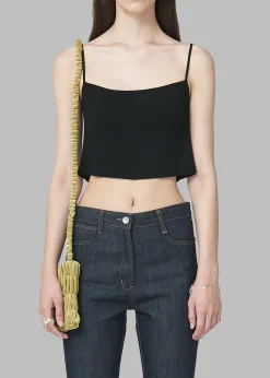 The Frankie Shop Low Classic Knitted Sleeveless Crop Top Black