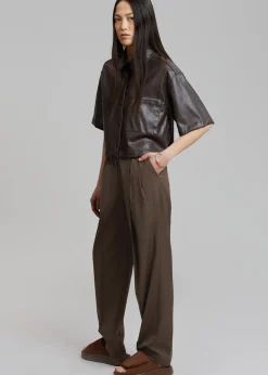 The Frankie Shop Low Classic Low Rise Trousers Khaki New