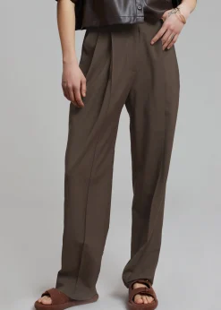 The Frankie Shop Low Classic Low Rise Trousers Khaki New