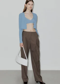 The Frankie Shop Low Classic Low Rise Trousers Khaki New