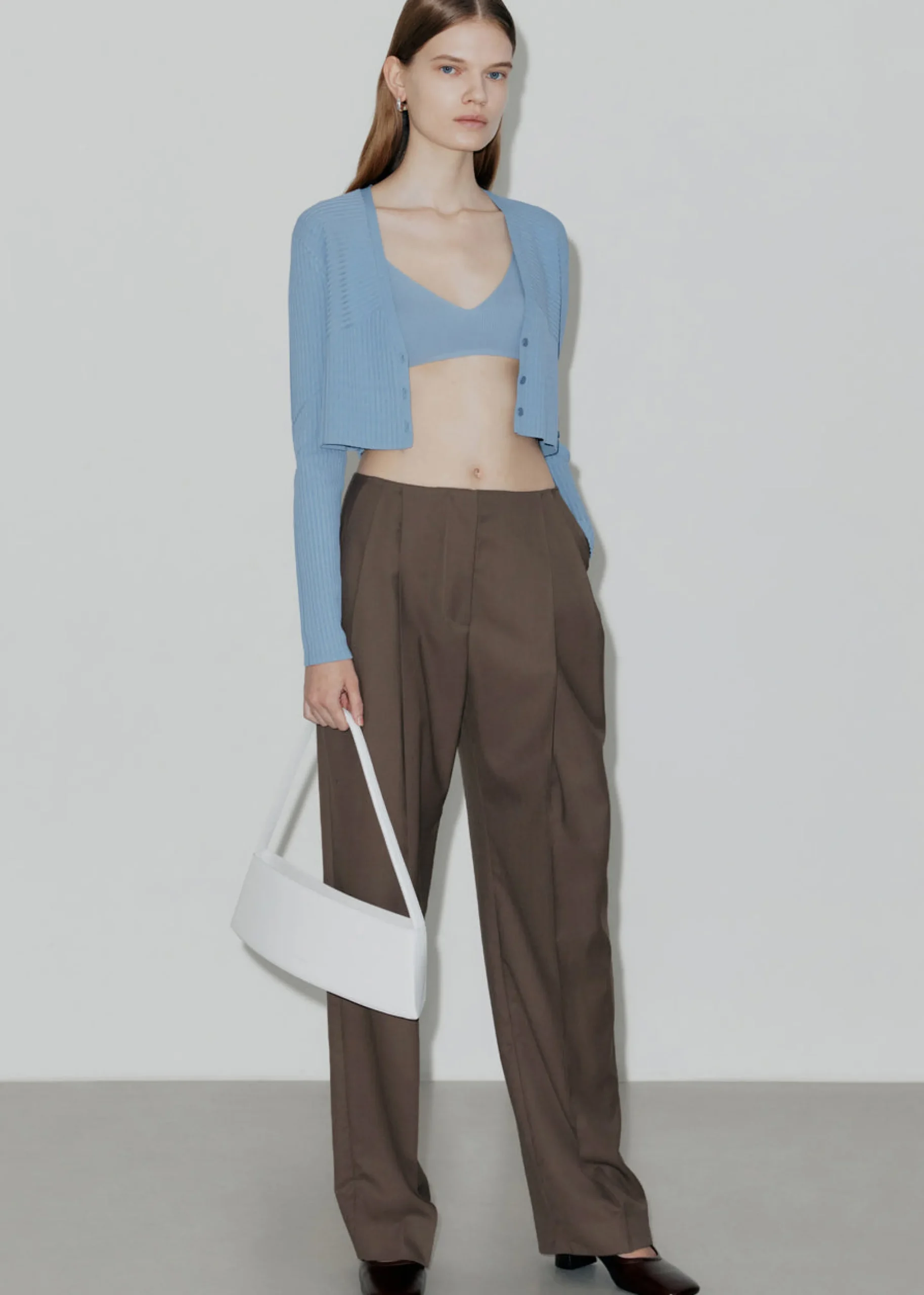 The Frankie Shop Low Classic Low Rise Trousers Khaki New