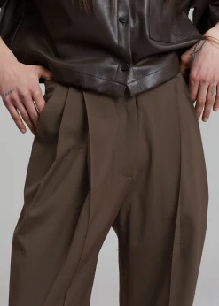 The Frankie Shop Low Classic Low Rise Trousers Khaki New