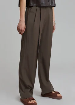 The Frankie Shop Low Classic Low Rise Trousers Khaki New