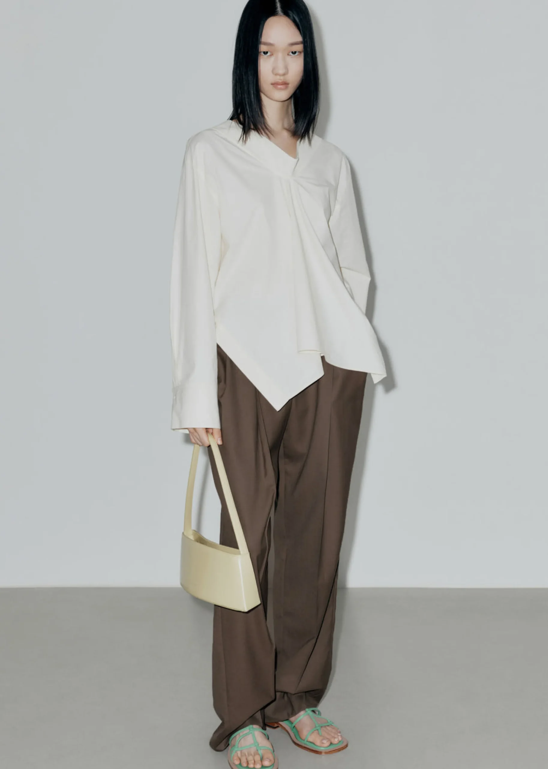 The Frankie Shop Low Classic Low Rise Trousers Khaki New