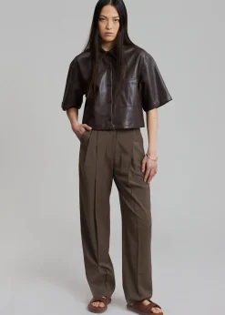 The Frankie Shop Low Classic Low Rise Trousers Khaki New