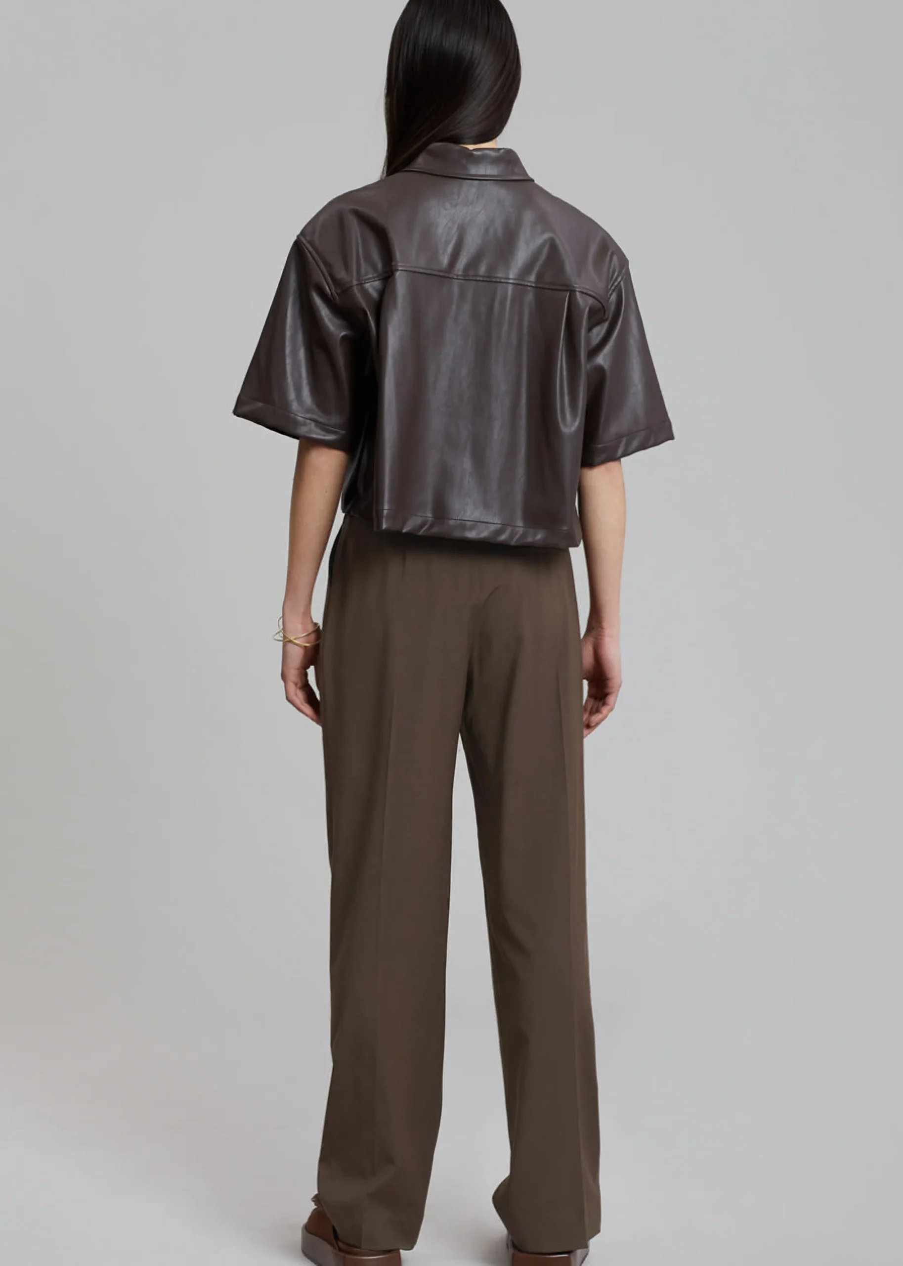 The Frankie Shop Low Classic Low Rise Trousers Khaki New