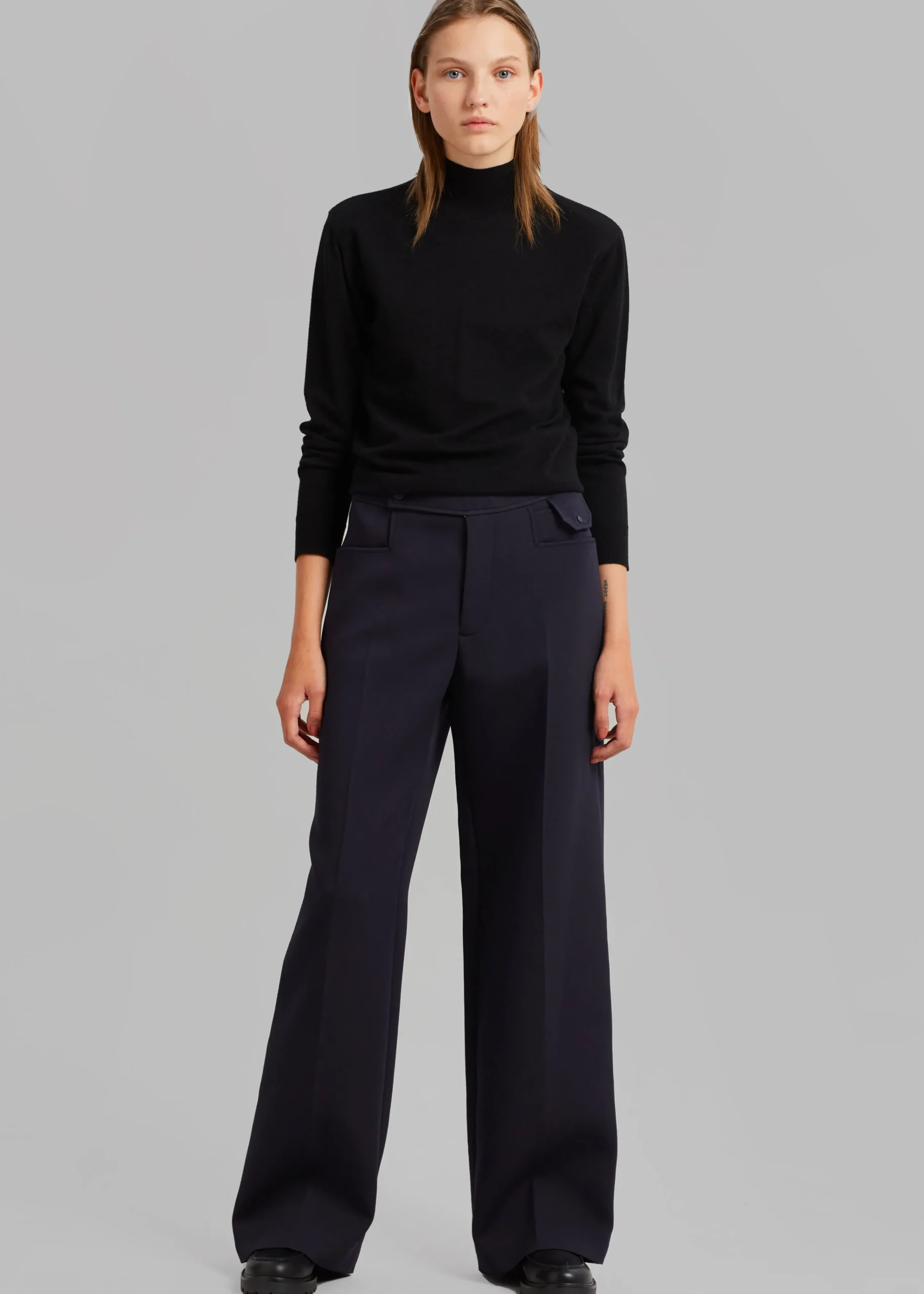 The Frankie Shop Low Classic Pocket Point Pants Navy Discount
