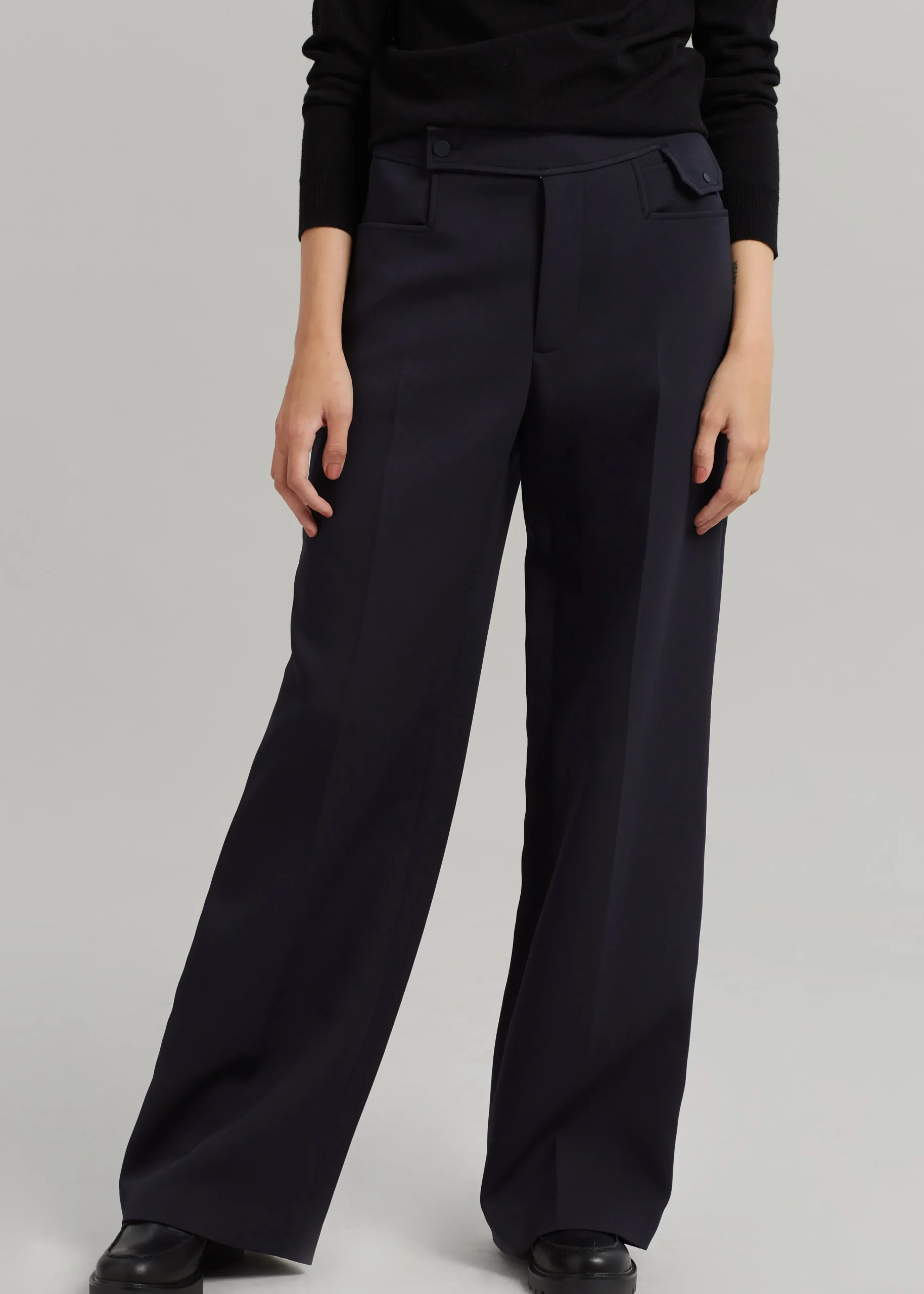 The Frankie Shop Low Classic Pocket Point Pants Navy Discount