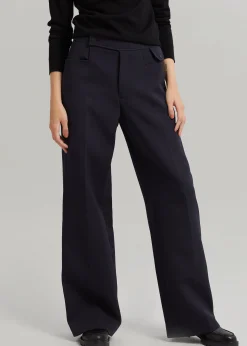 The Frankie Shop Low Classic Pocket Point Pants Navy Discount