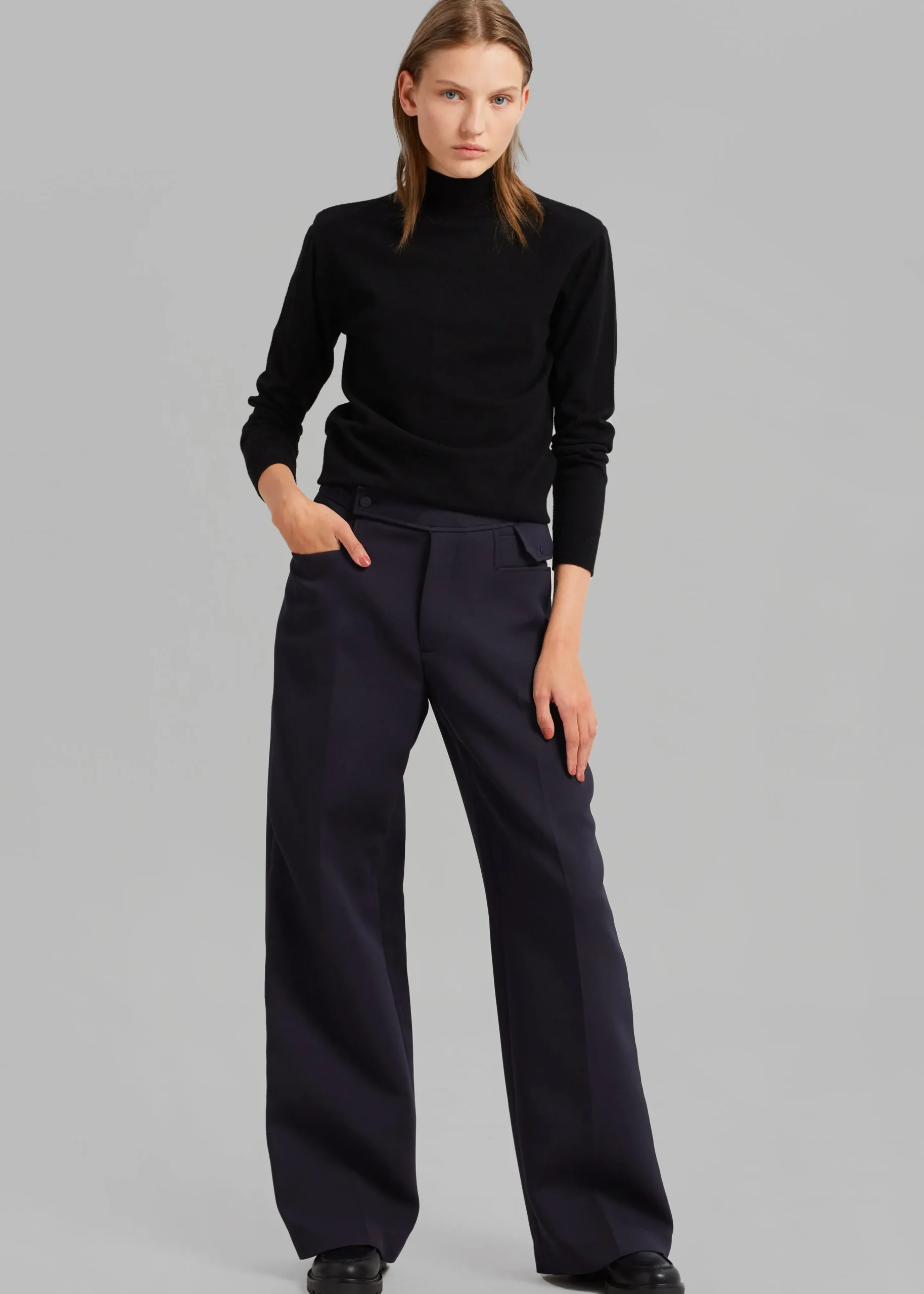 The Frankie Shop Low Classic Pocket Point Pants Navy Discount