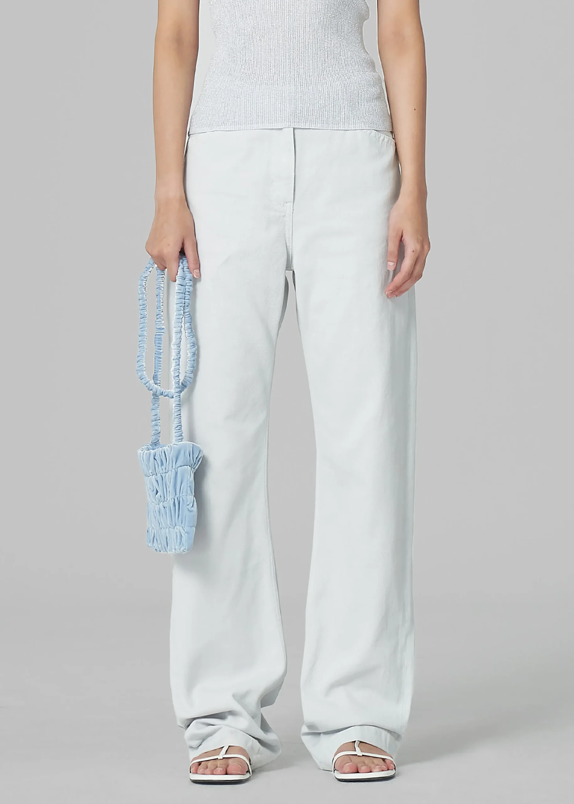 The Frankie Shop Low Classic Straight Fit Jeans White Grey