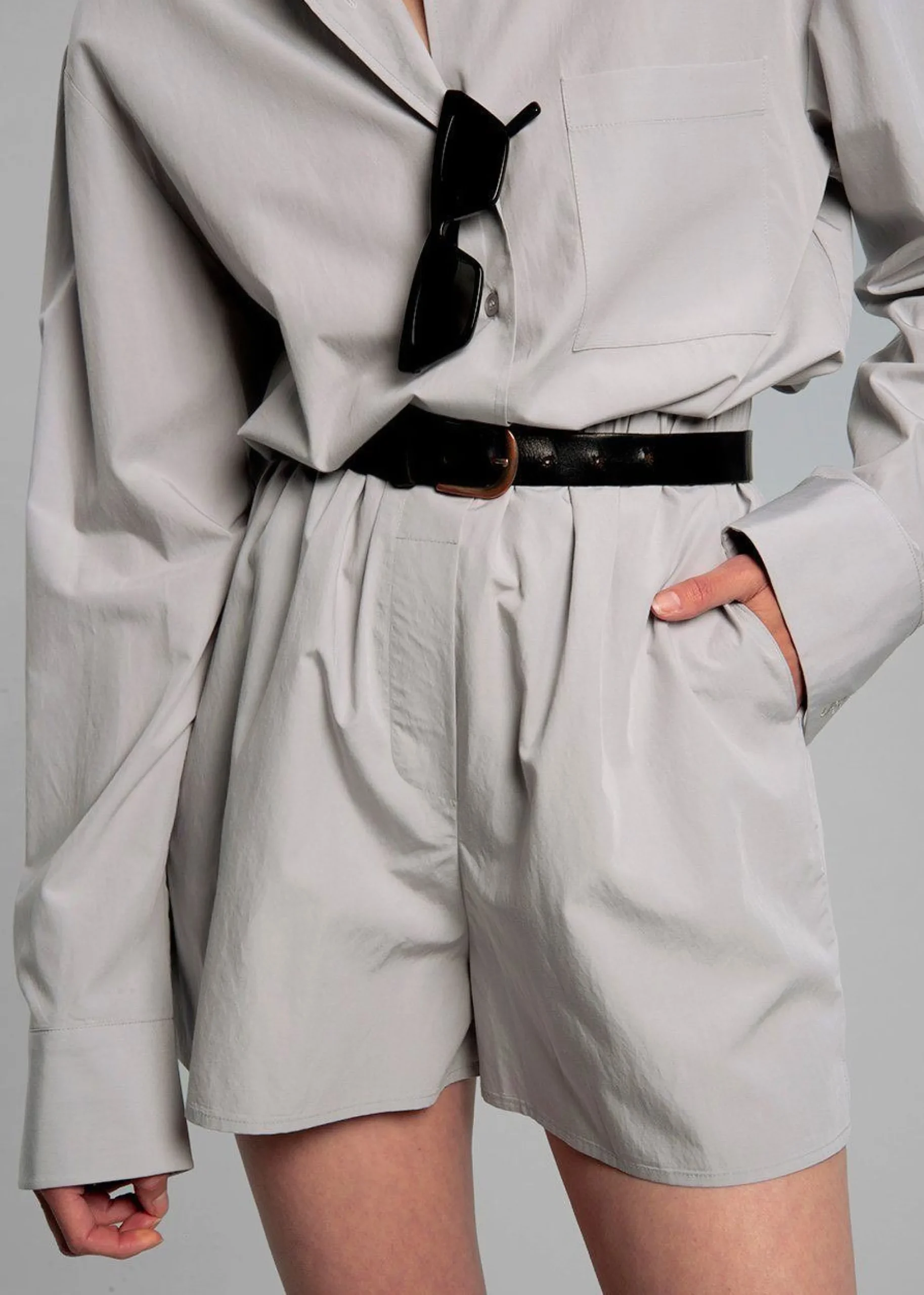 The Frankie Shop Lui Cotton Boxer Short Ice Outlet