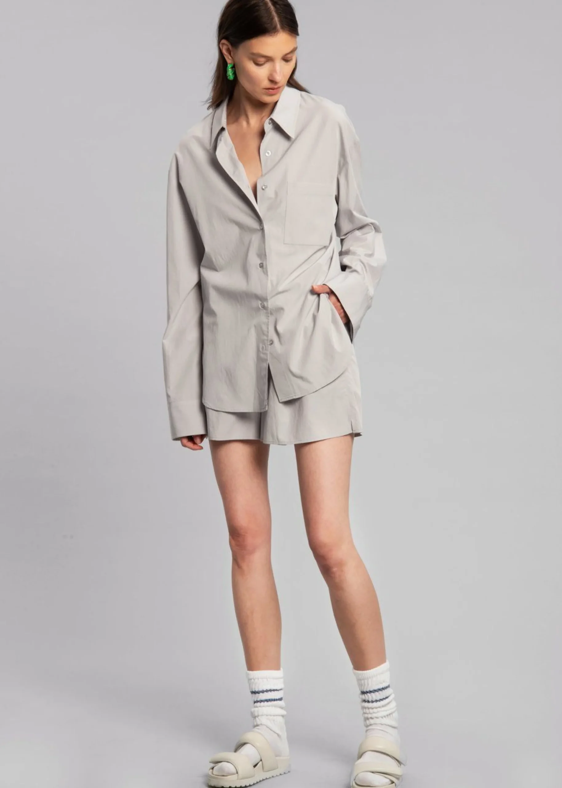 The Frankie Shop Lui Cotton Boxer Short Ice Outlet