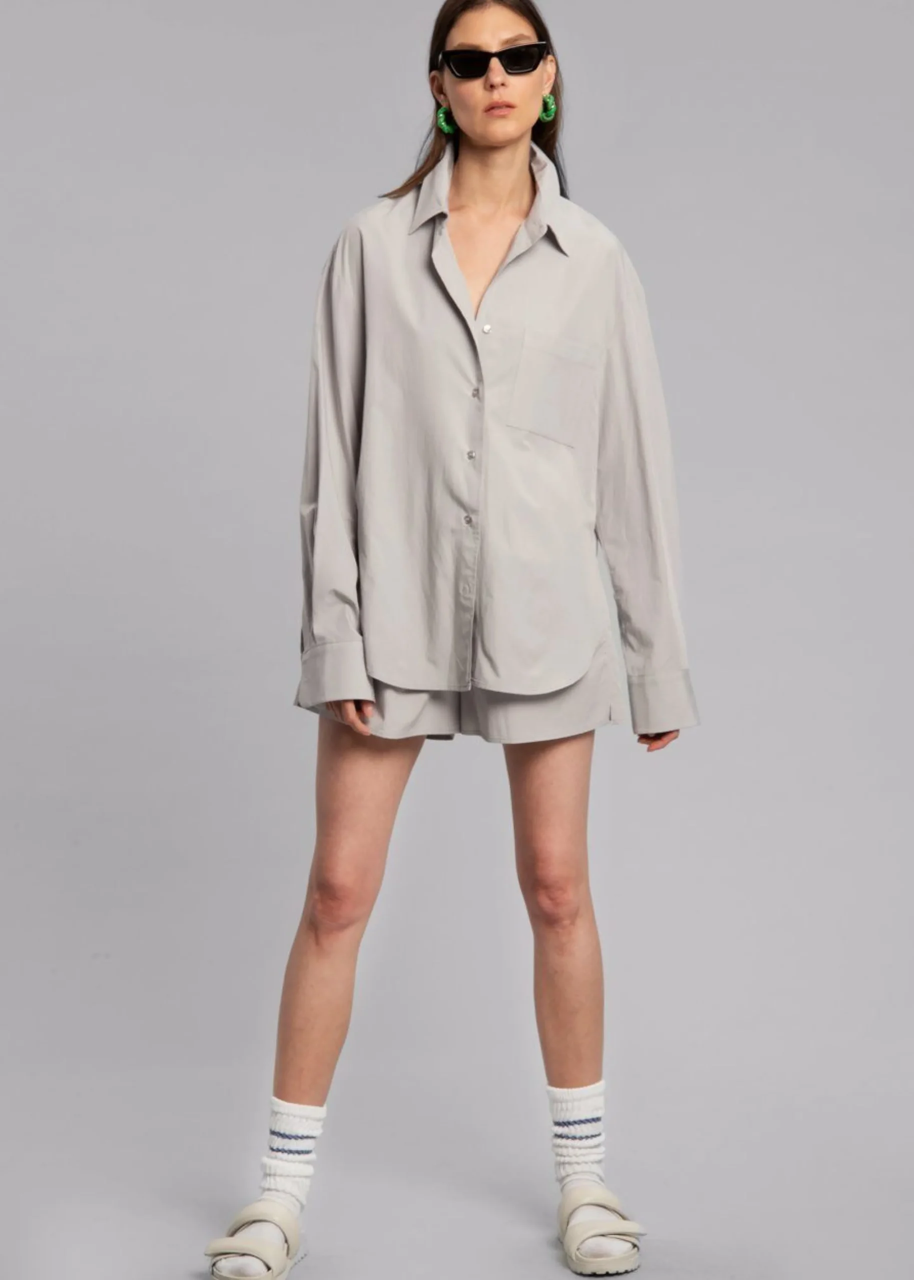 The Frankie Shop Lui Cotton Boxer Short Ice Outlet