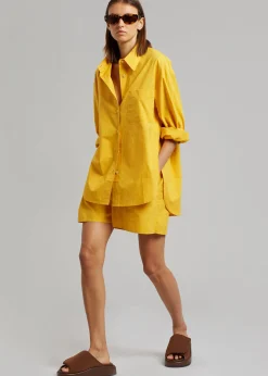 The Frankie Shop Lui Cotton Shirt Gold Yellow Clearance