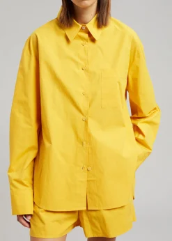 The Frankie Shop Lui Cotton Shirt Gold Yellow Clearance