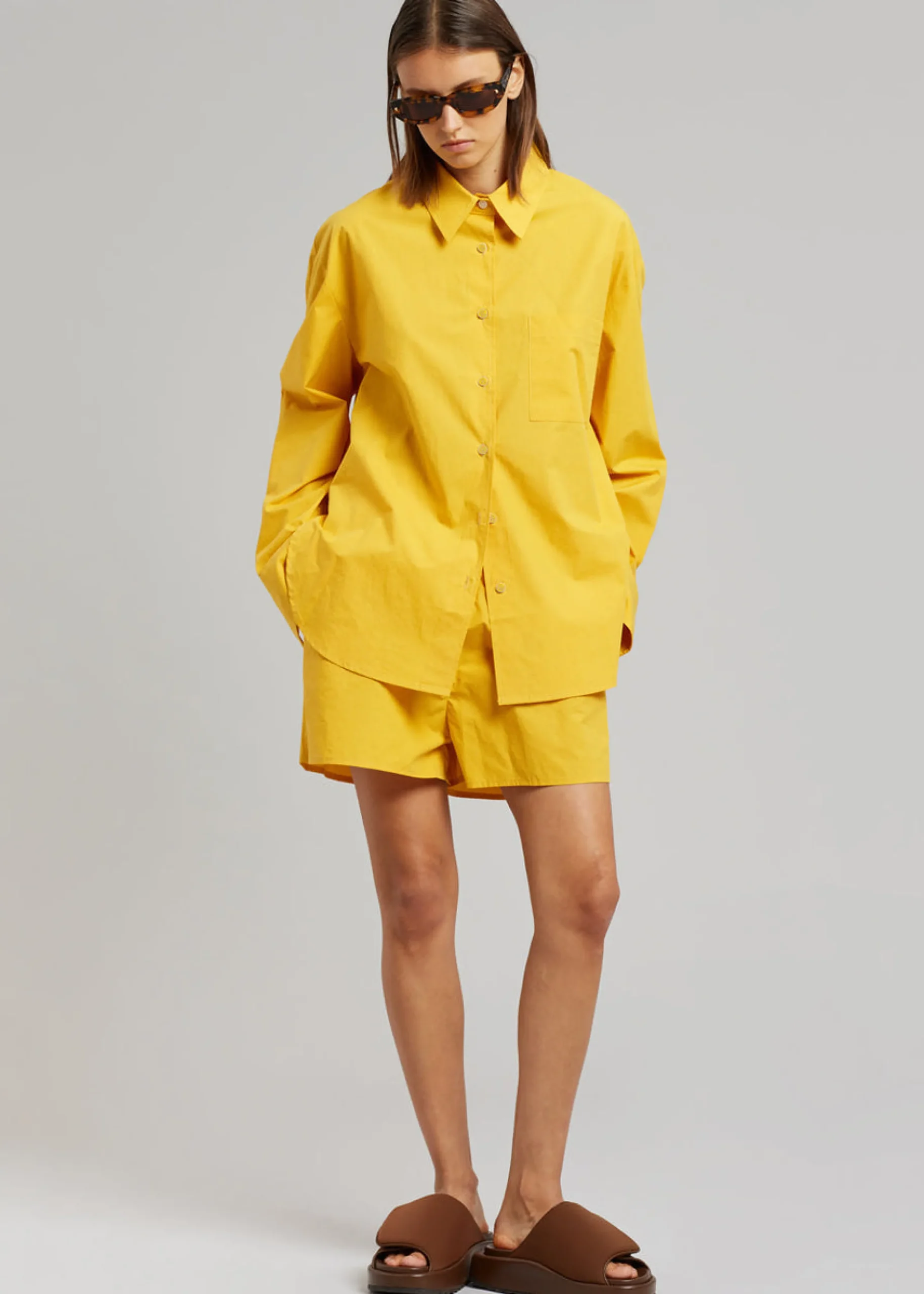 The Frankie Shop Lui Cotton Shirt Gold Yellow Clearance