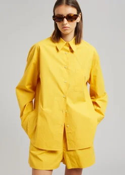 The Frankie Shop Lui Cotton Shirt Gold Yellow Clearance