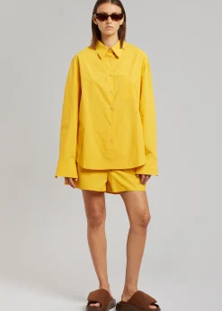 The Frankie Shop Lui Cotton Shirt Gold Yellow Clearance