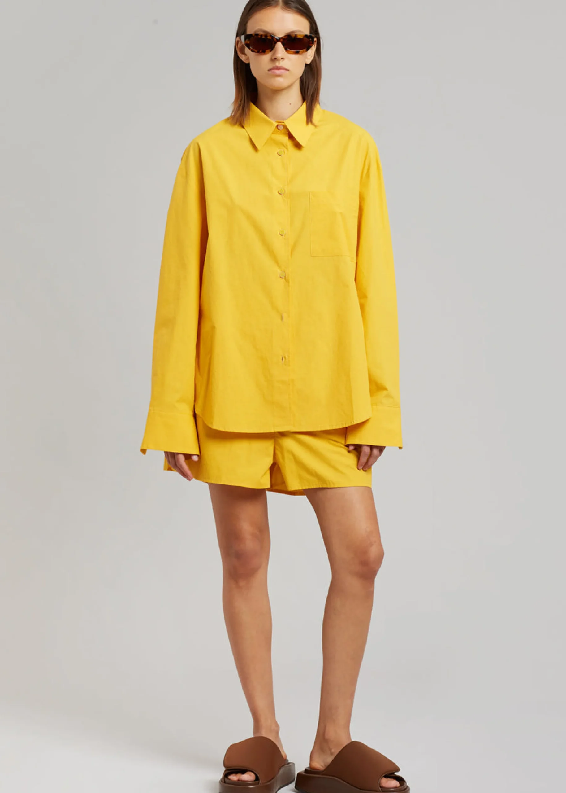 The Frankie Shop Lui Cotton Shirt Gold Yellow Clearance